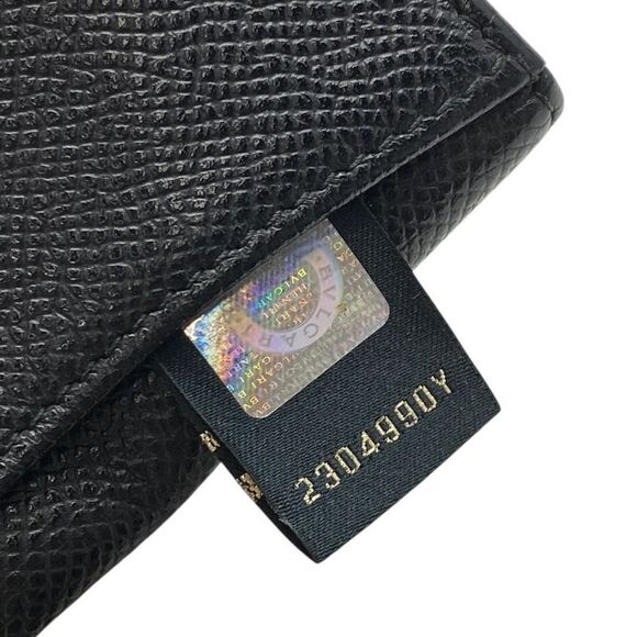 Bvlgari Coin Case Coin Purse Coin Purse Card Case Logo Black Grain Leather - Picture 9 of 10